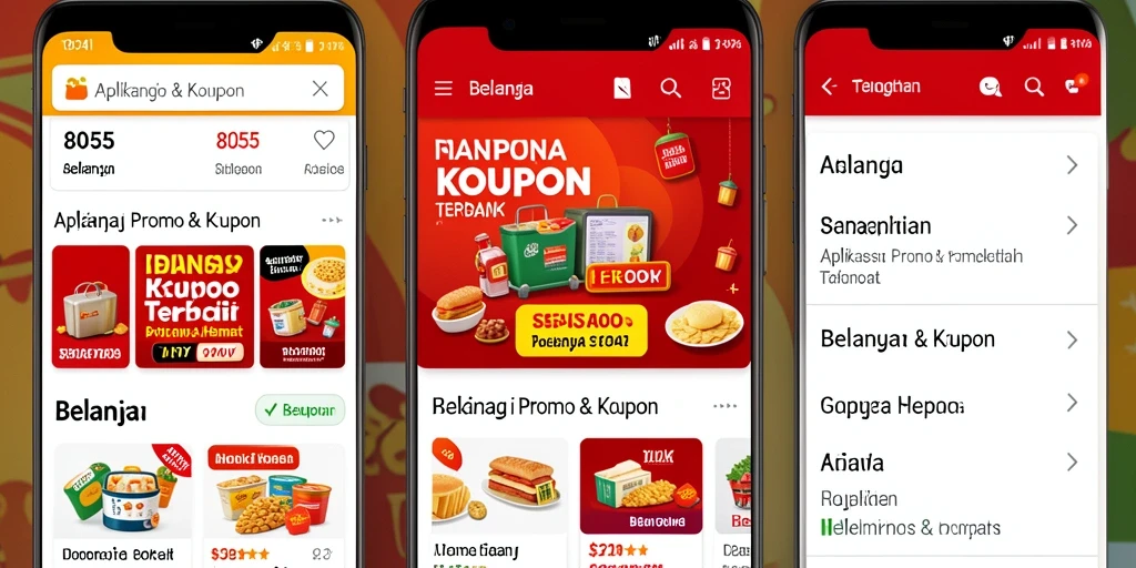 Tampilan antarmuka utama aplikasi 8055 menampilkan berbagai pilihan promo & kupon.