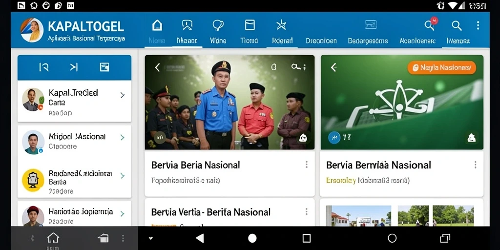 Antarmuka KAPALTOGEL yang menampilkan berita nasional terbaru.