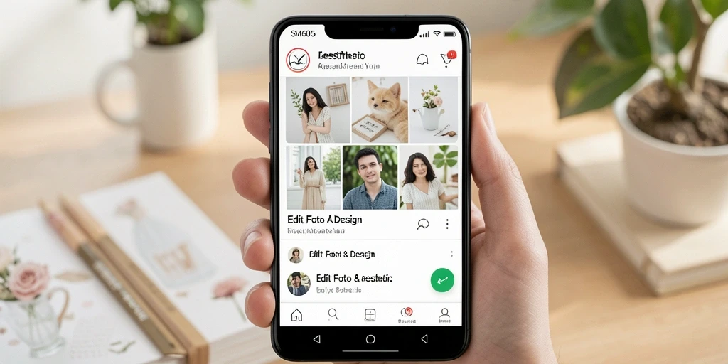 Tampilan antarmuka SM605 dengan fitur Edit Foto Aesthetic yang menarik.